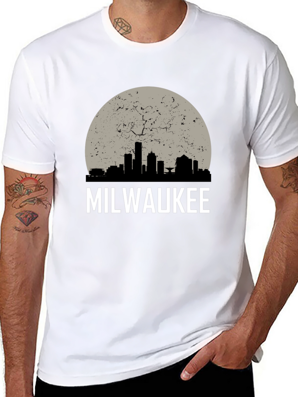 Milwaukee Skyline Graphic Tee - Distressed Moon Design
