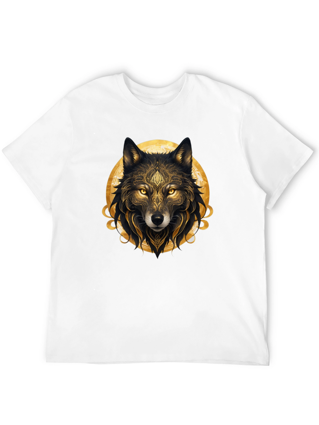 Golden Wolf Graphic Black T-Shirt