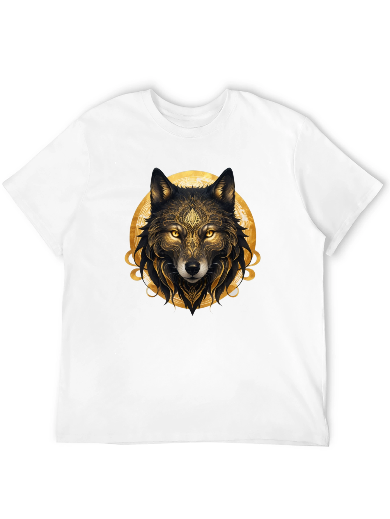 Golden Wolf Graphic Black T-Shirt