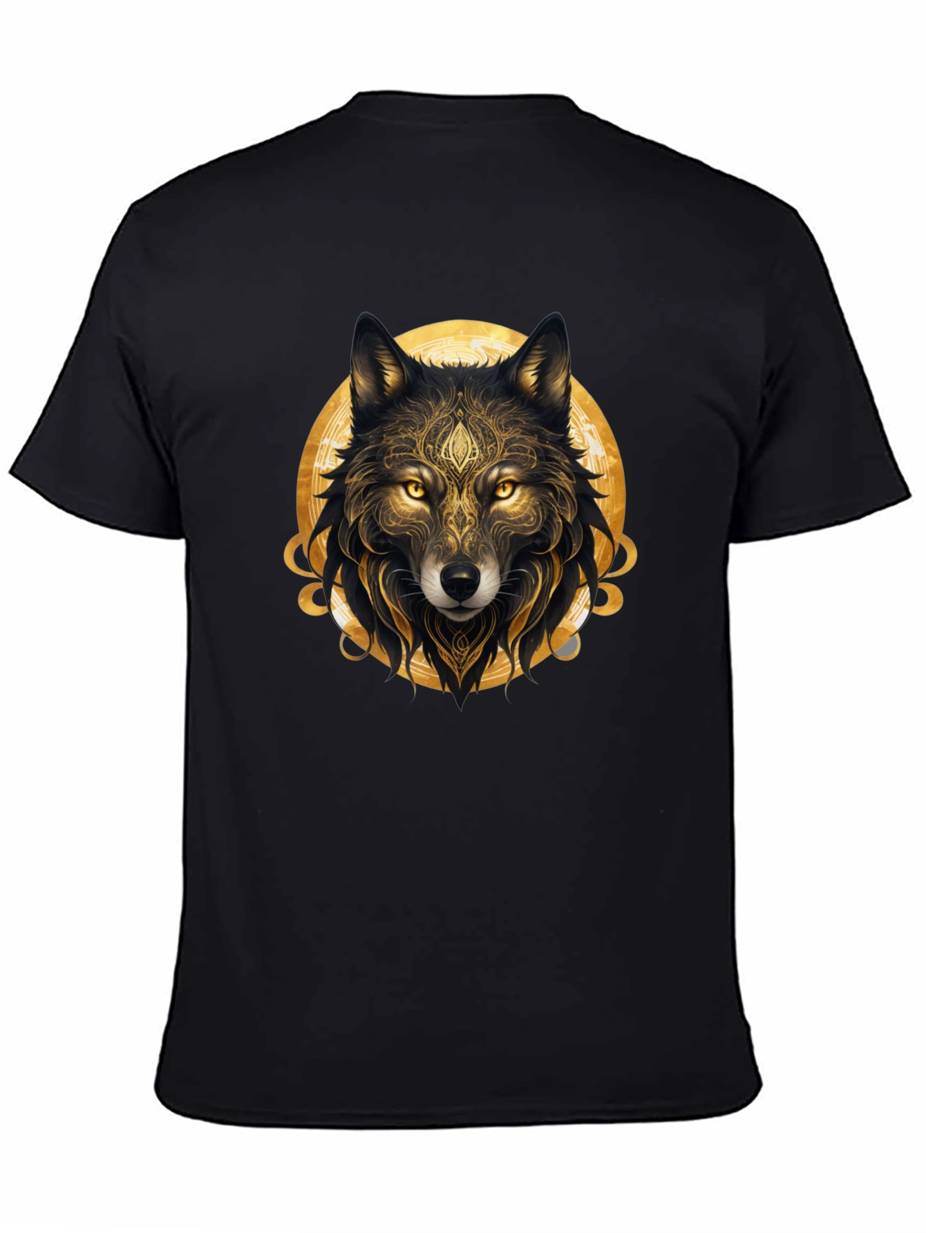 Golden Wolf Graphic Black T-Shirt