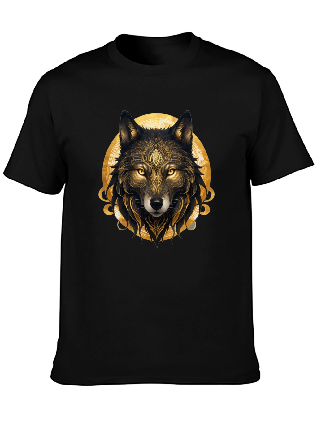 Golden Wolf Graphic Black T-Shirt