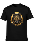 Golden Wolf Graphic Black T-Shirt
