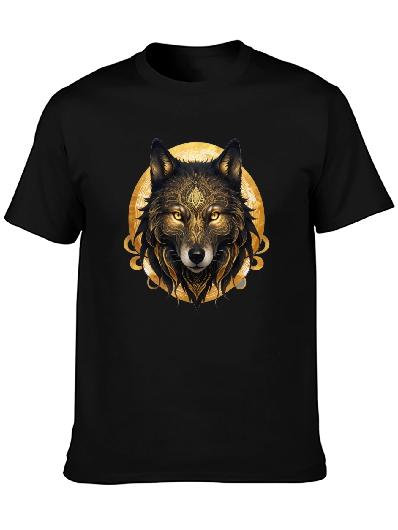 Golden Wolf Graphic Black T-Shirt