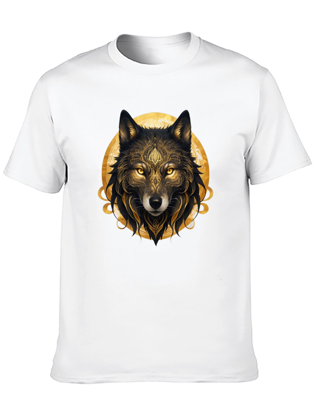Golden Wolf Graphic Black T-Shirt