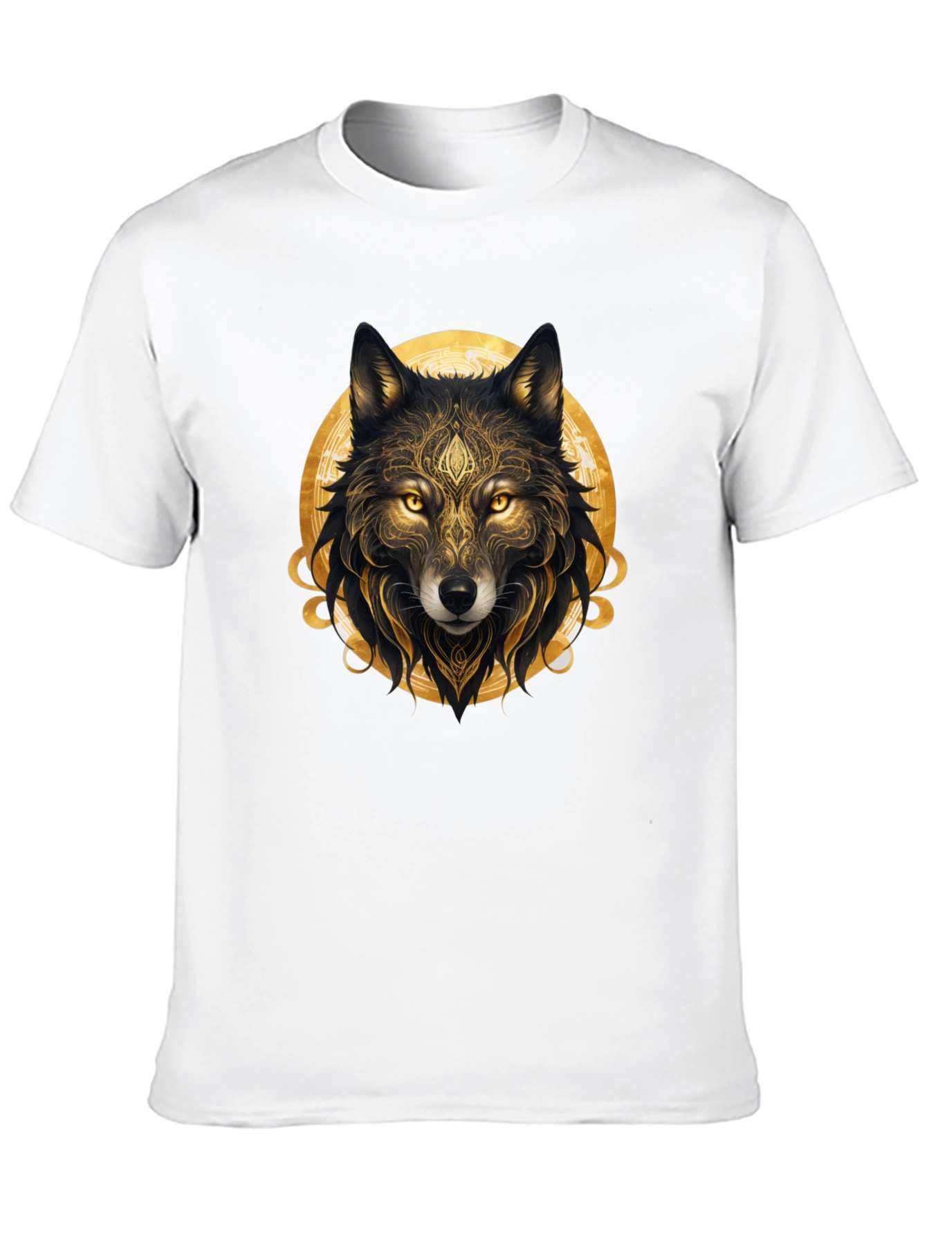 Golden Wolf Graphic Black T-Shirt