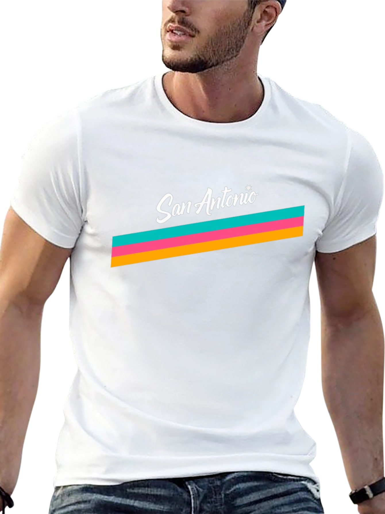 San Antonio Retro Stripe Graphic Tee - Black