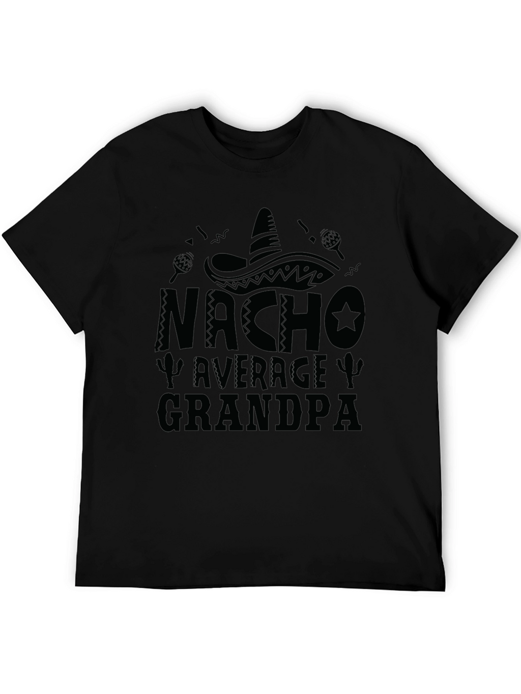 Nacho Average Grandpa Black Graphic T-Shirt