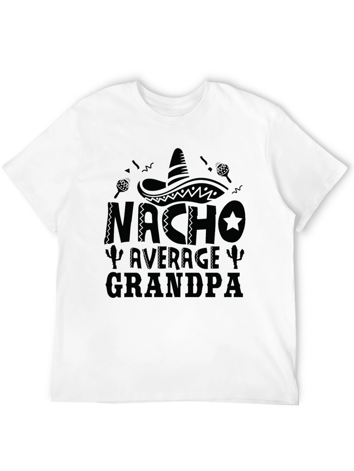 Nacho Average Grandpa Black Graphic T-Shirt