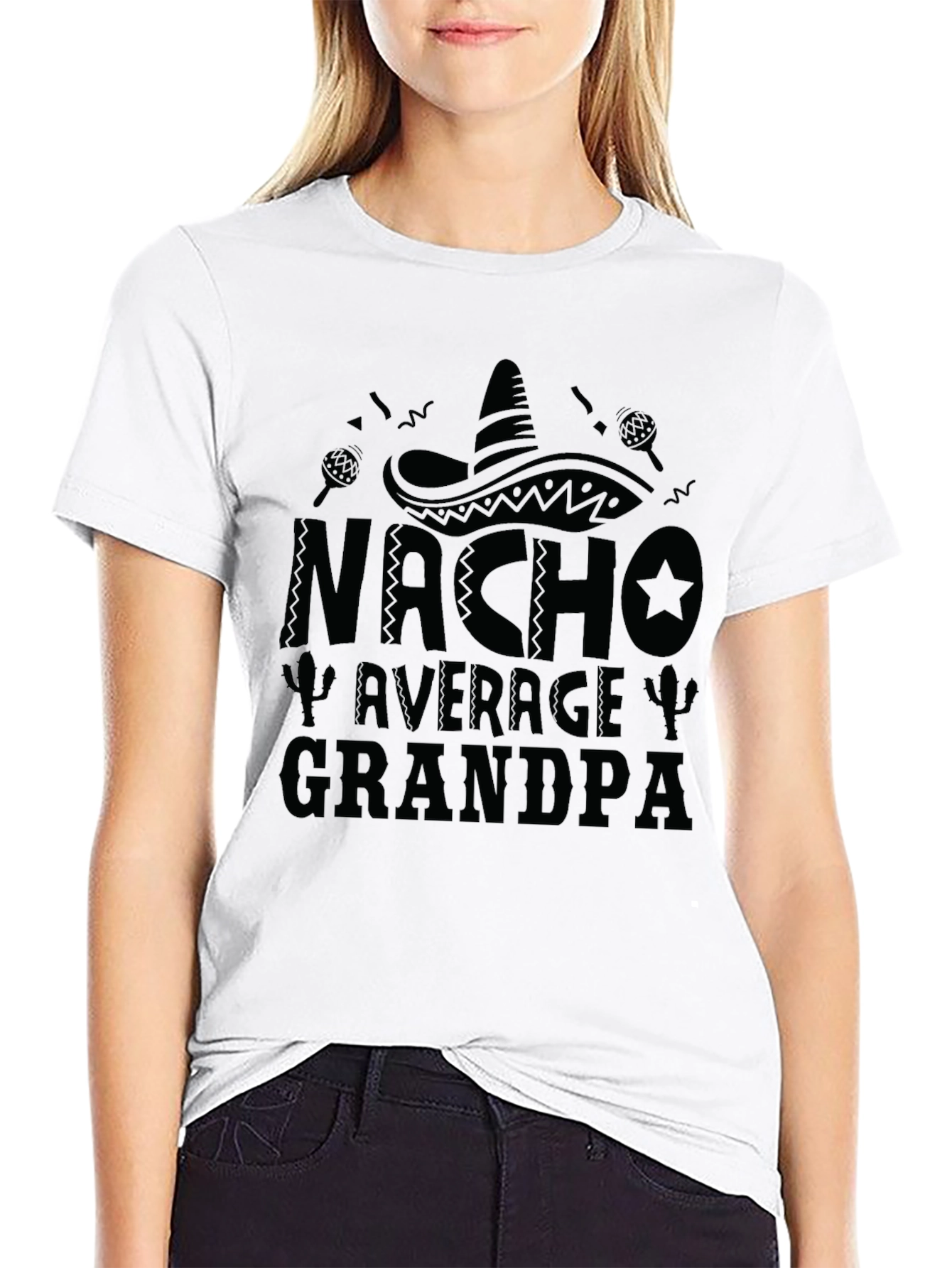 Nacho Average Grandpa Black Graphic T-Shirt