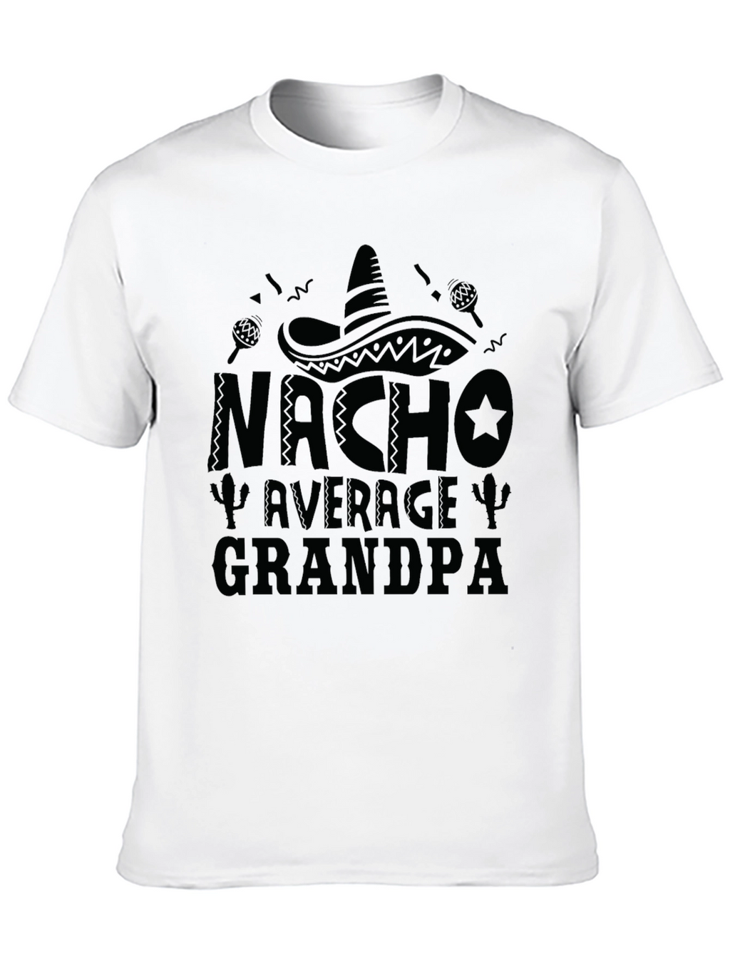 Nacho Average Grandpa Black Graphic T-Shirt