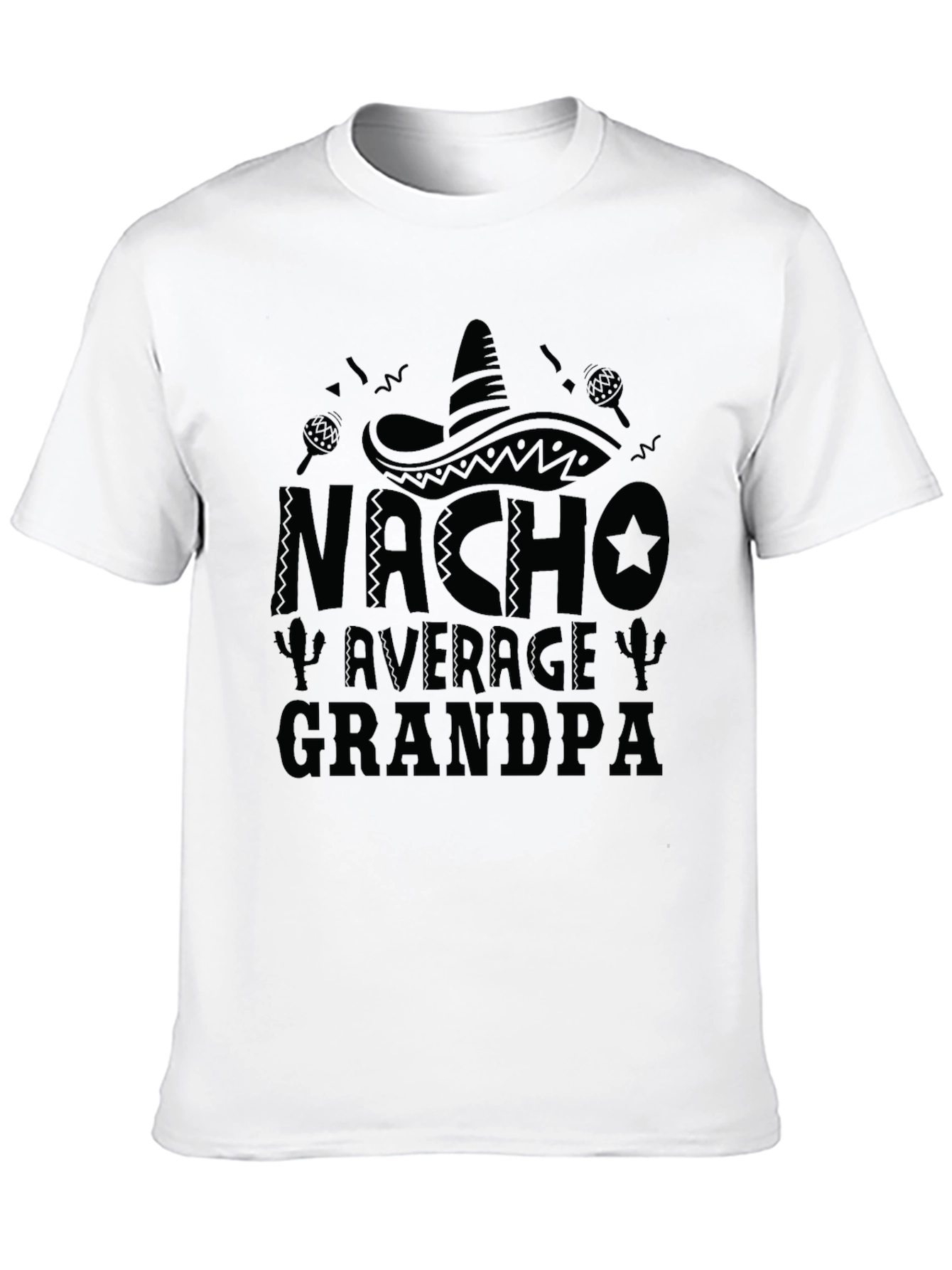 Nacho Average Grandpa Black Graphic T-Shirt