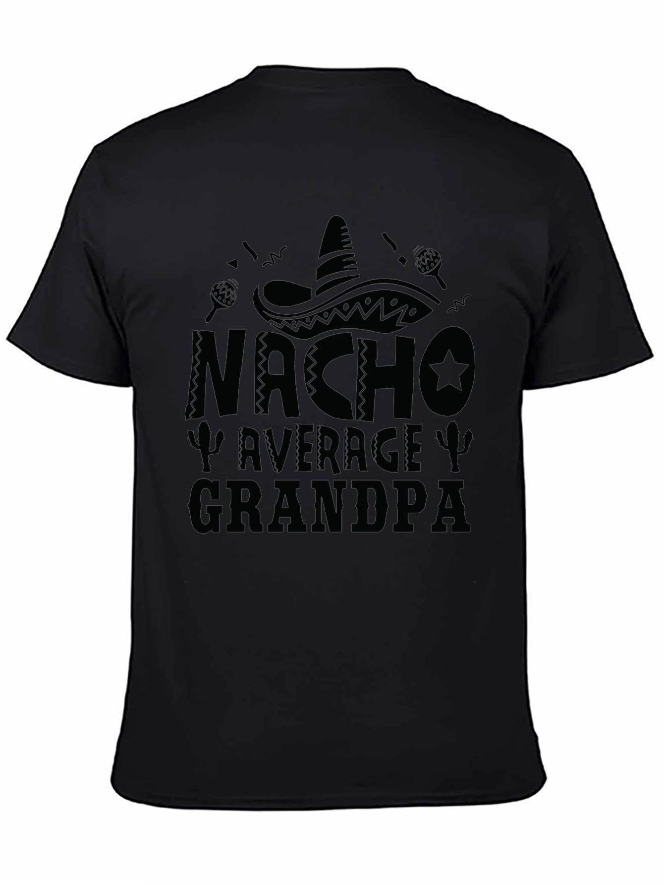 Nacho Average Grandpa Black Graphic T-Shirt
