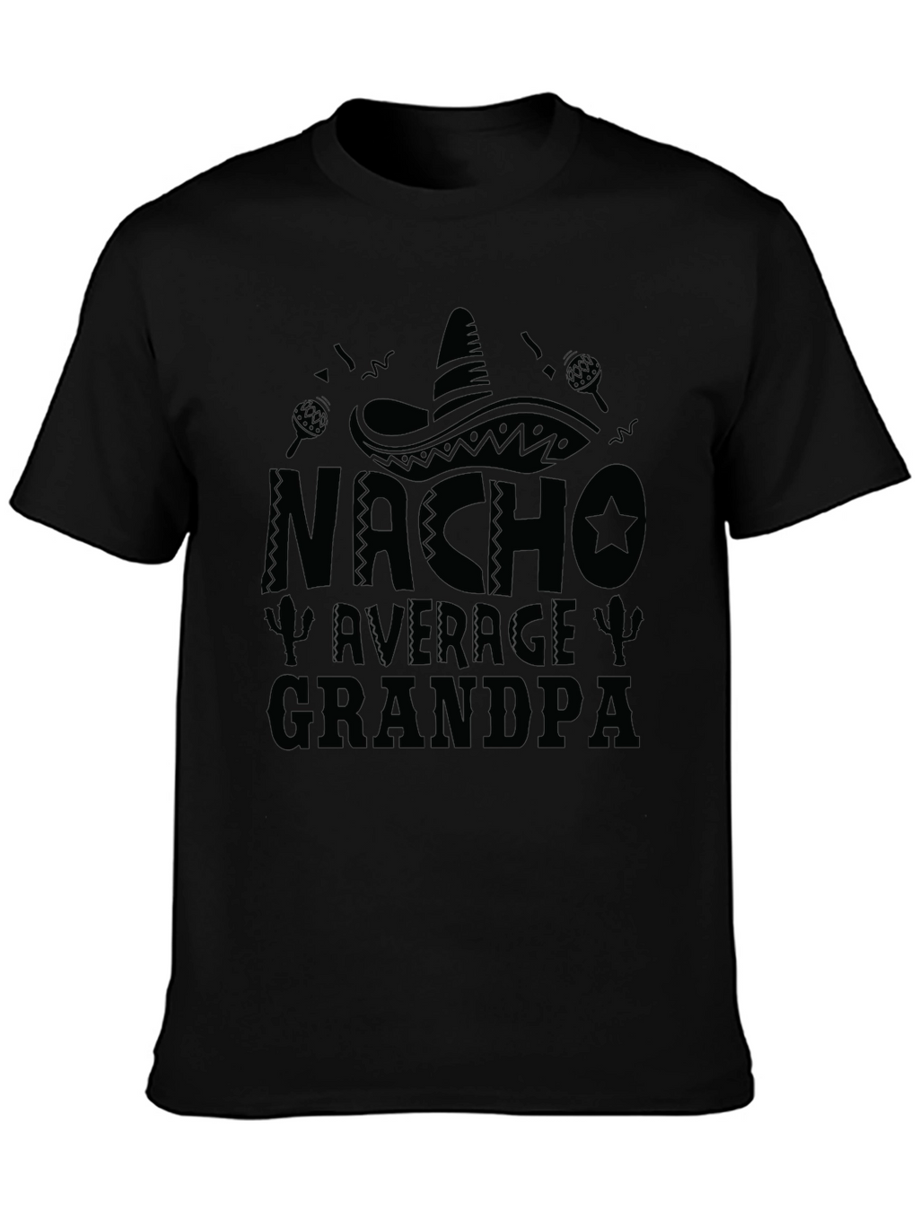 Nacho Average Grandpa Black Graphic T-Shirt