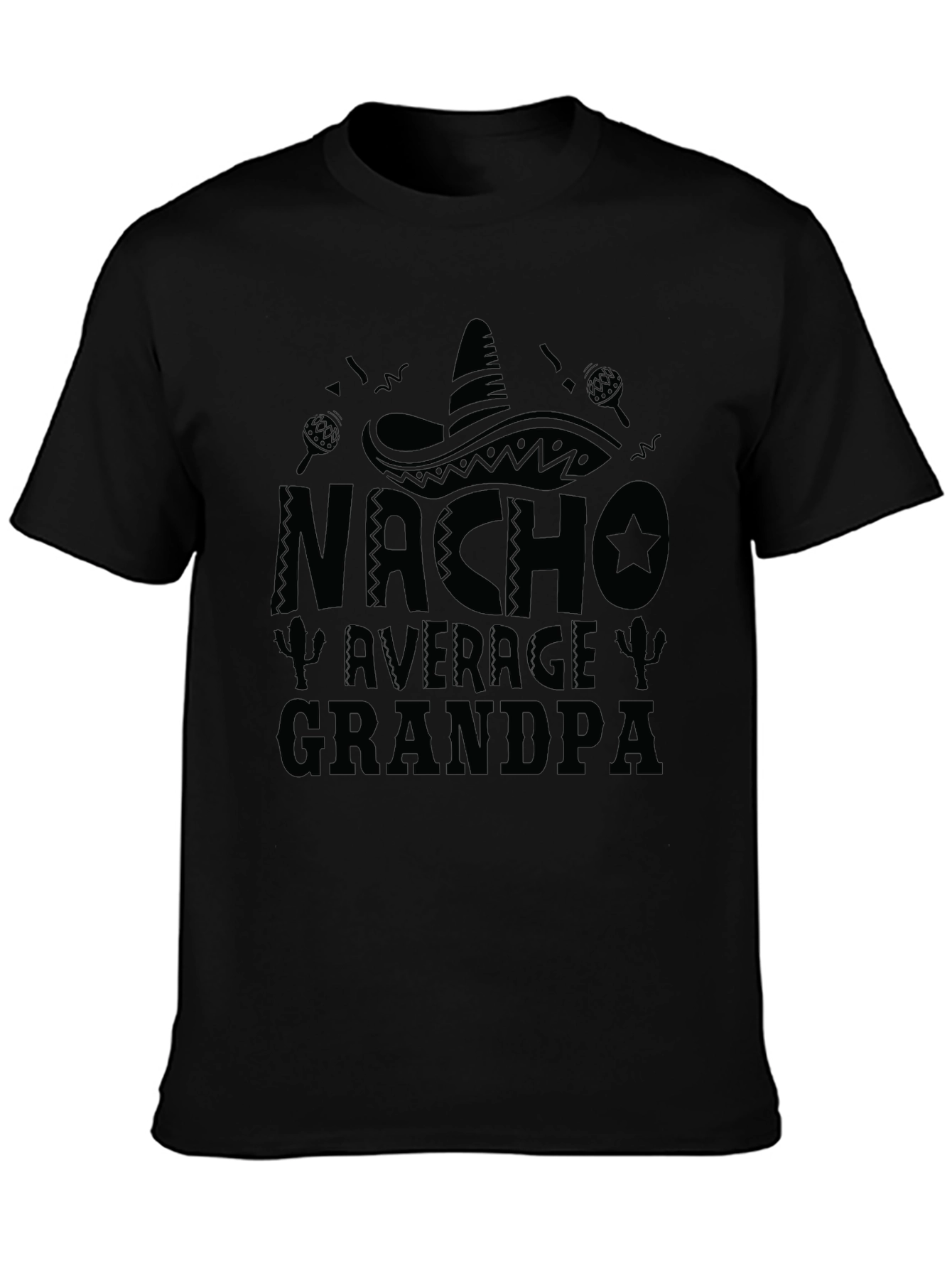 Nacho Average Grandpa Black Graphic T-Shirt