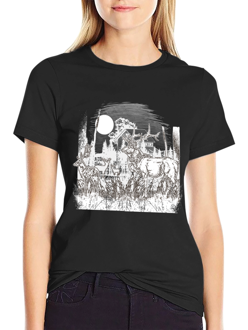 Wildlife Silhouette Black T-Shirt
