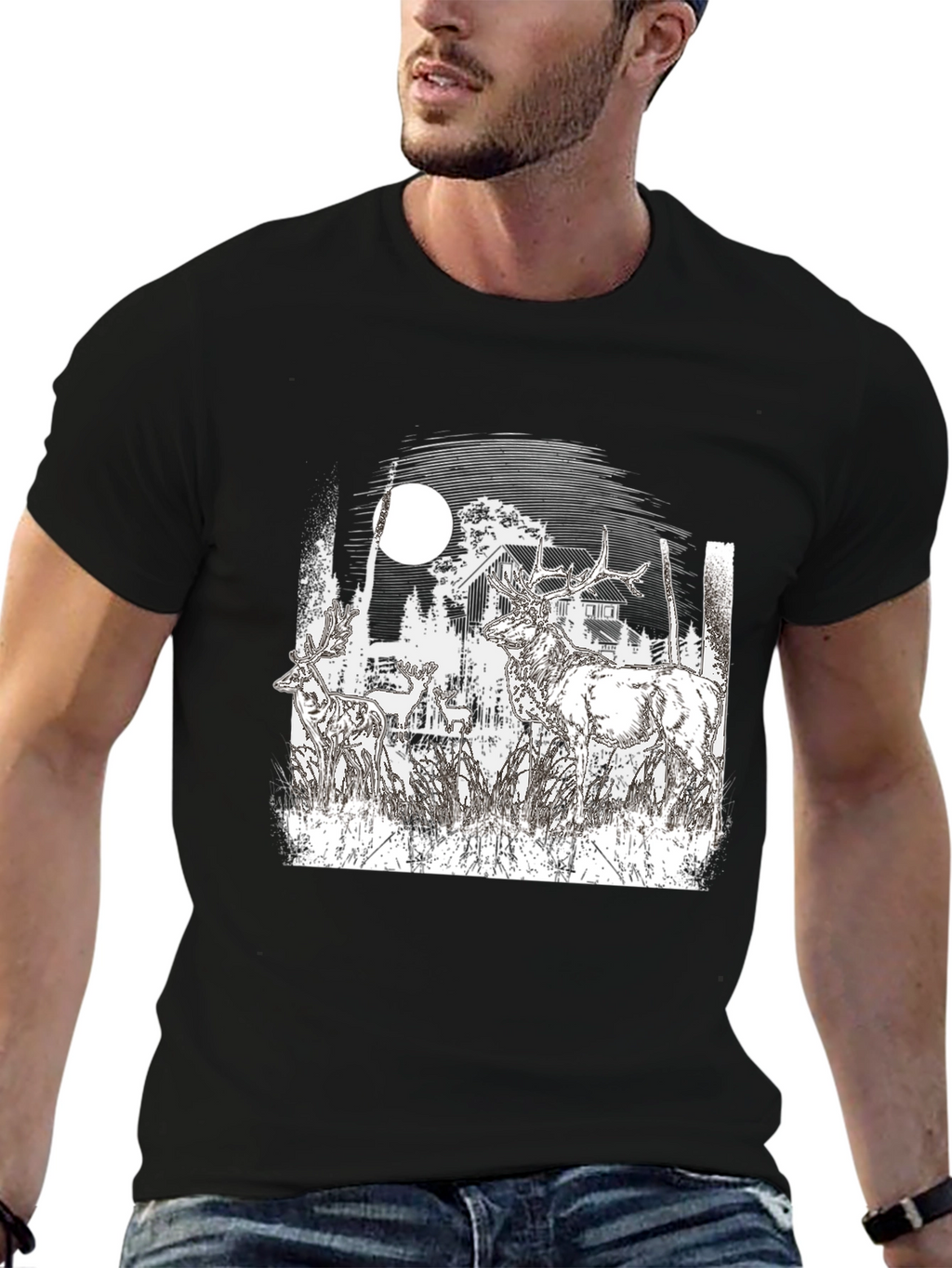 Wildlife Silhouette Black T-Shirt