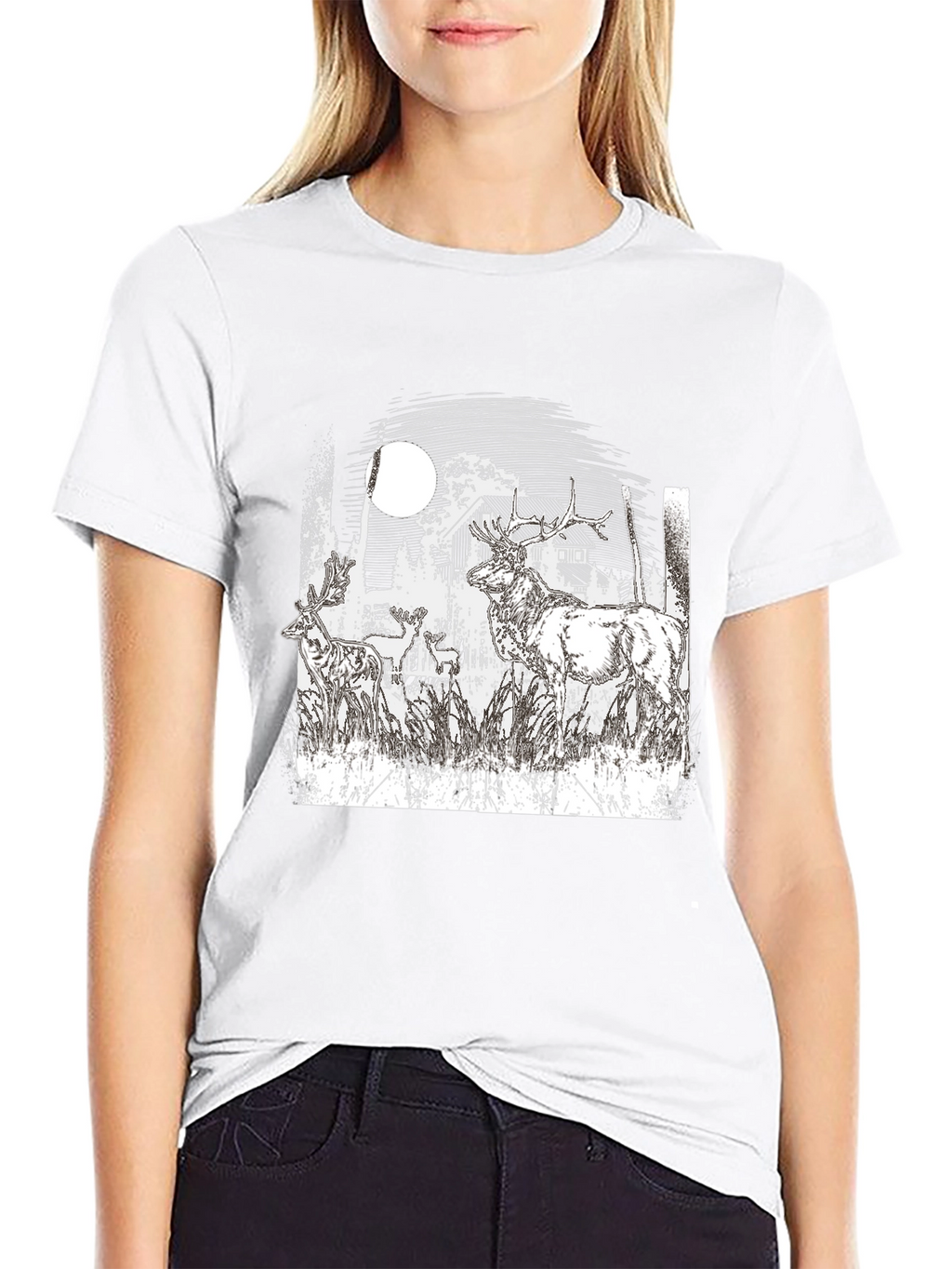 Wildlife Silhouette Black T-Shirt