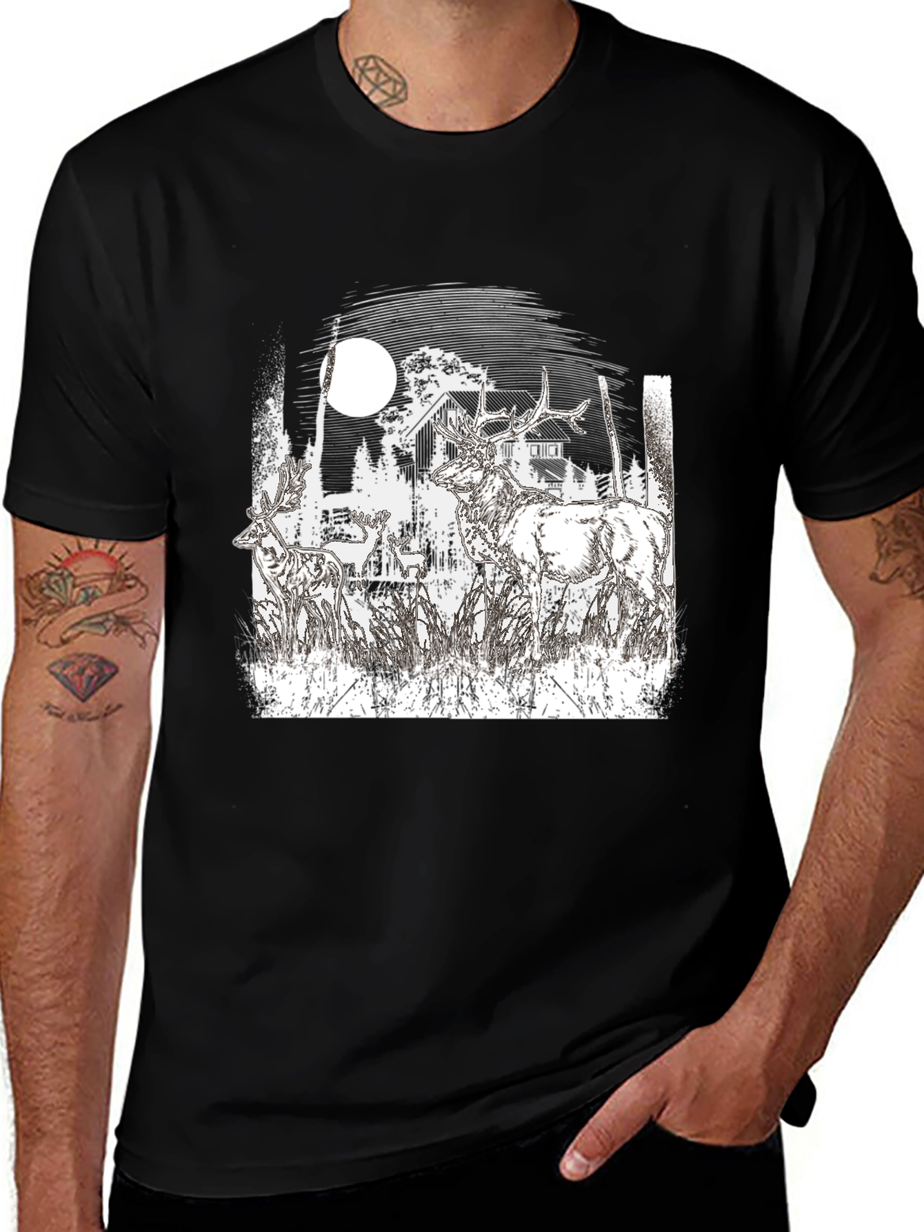 Wildlife Silhouette Black T-Shirt