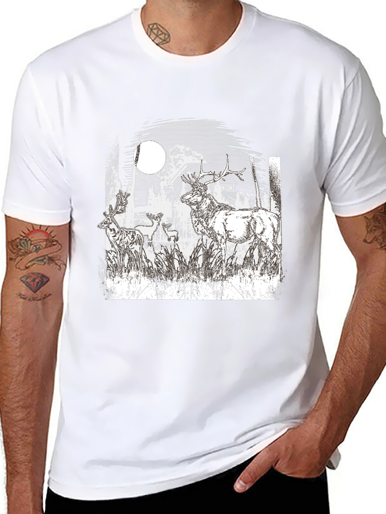 Wildlife Silhouette Black T-Shirt