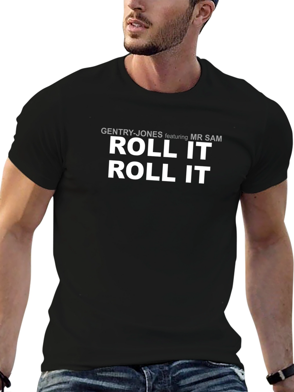 Roll It T-Shirt Black Cotton Blend