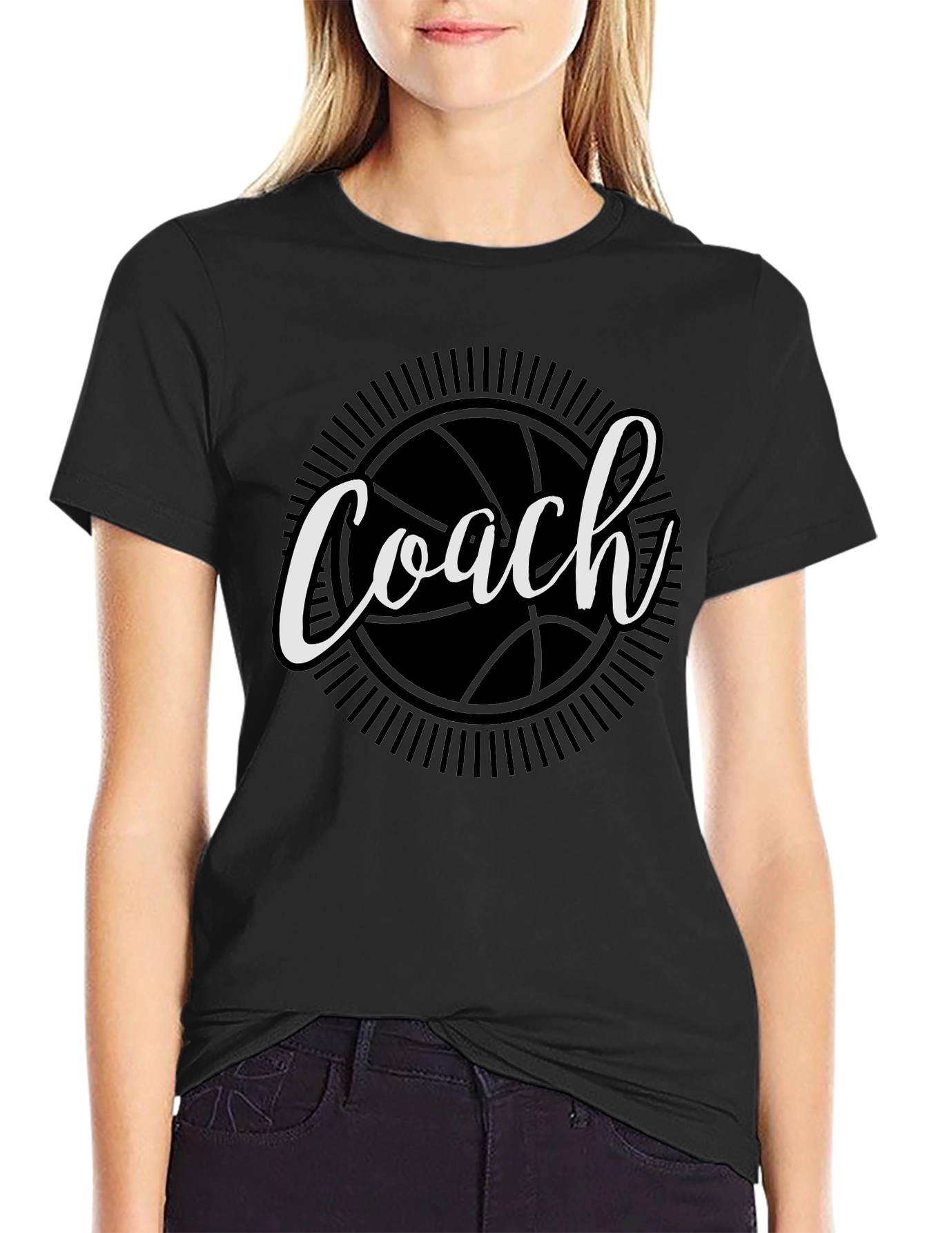 Coach Basketball Graphic T-Shirt - Black Cotton Tee