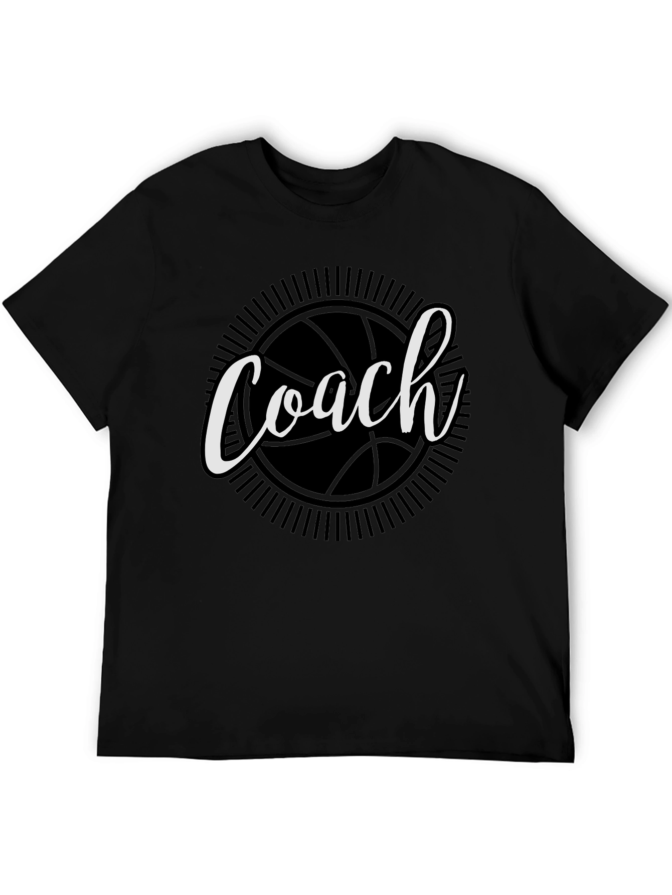 Coach Basketball Graphic T-Shirt - Black Cotton Tee