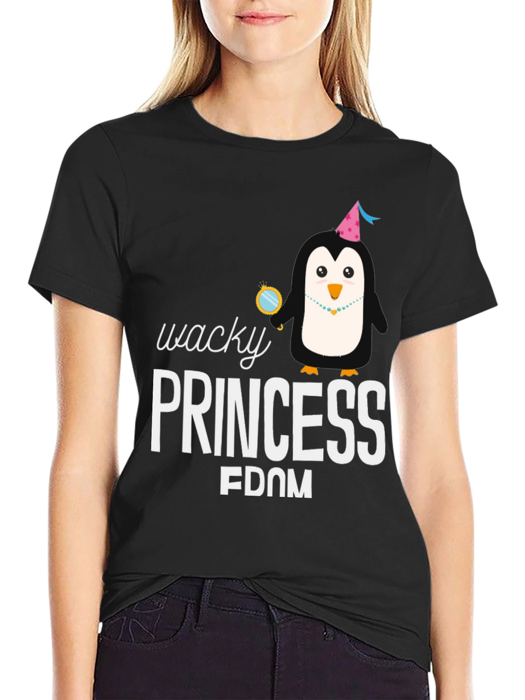 Wacky Princess Penguin T-Shirt - Black