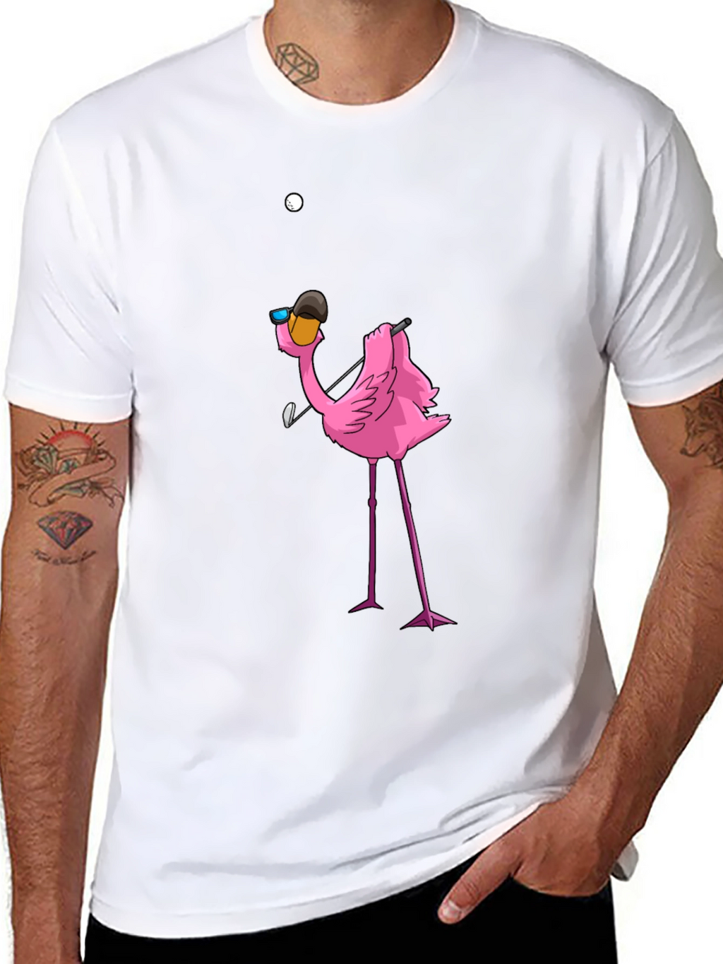 Golf Flamingo Black T-Shirt