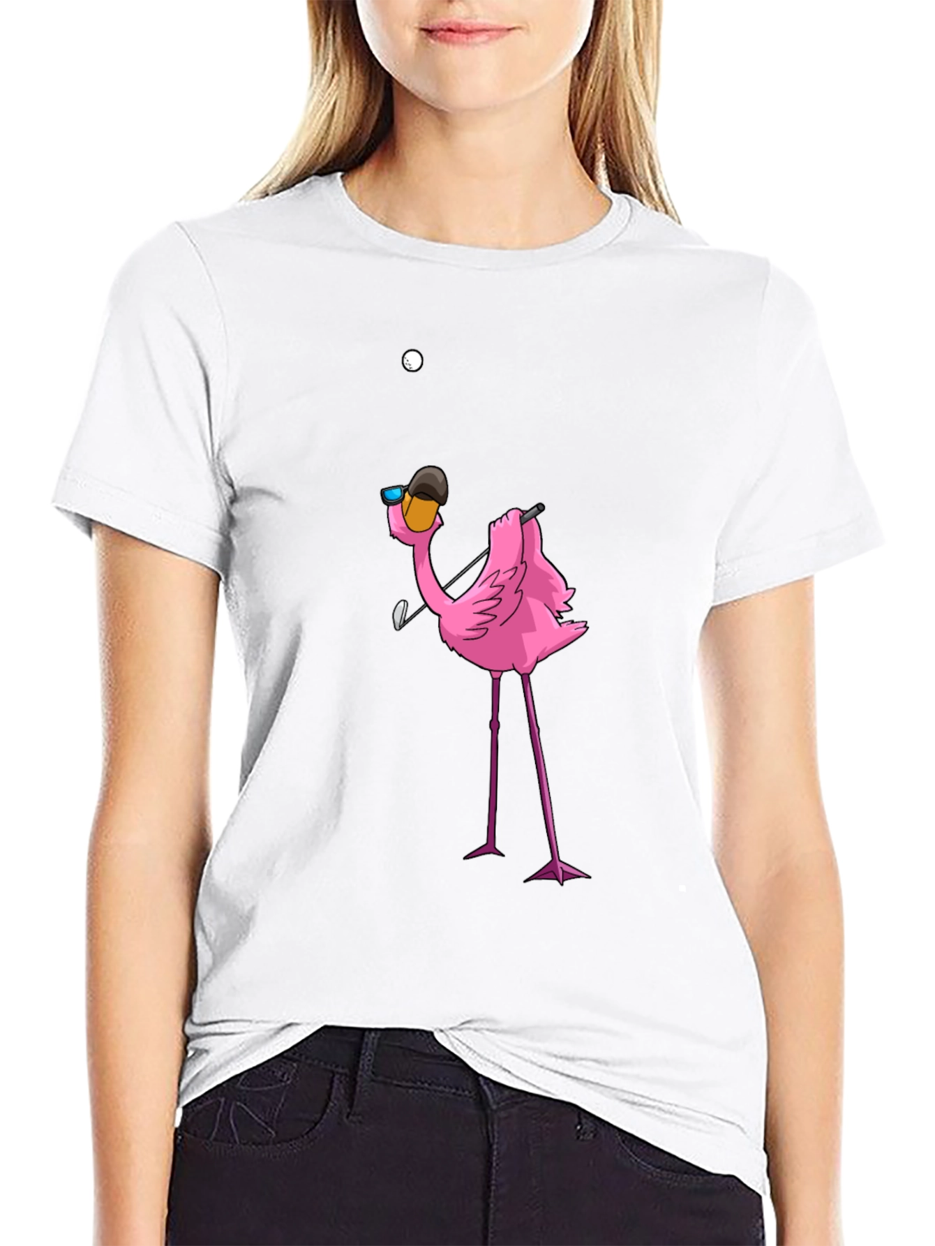 Golf Flamingo Black T-Shirt
