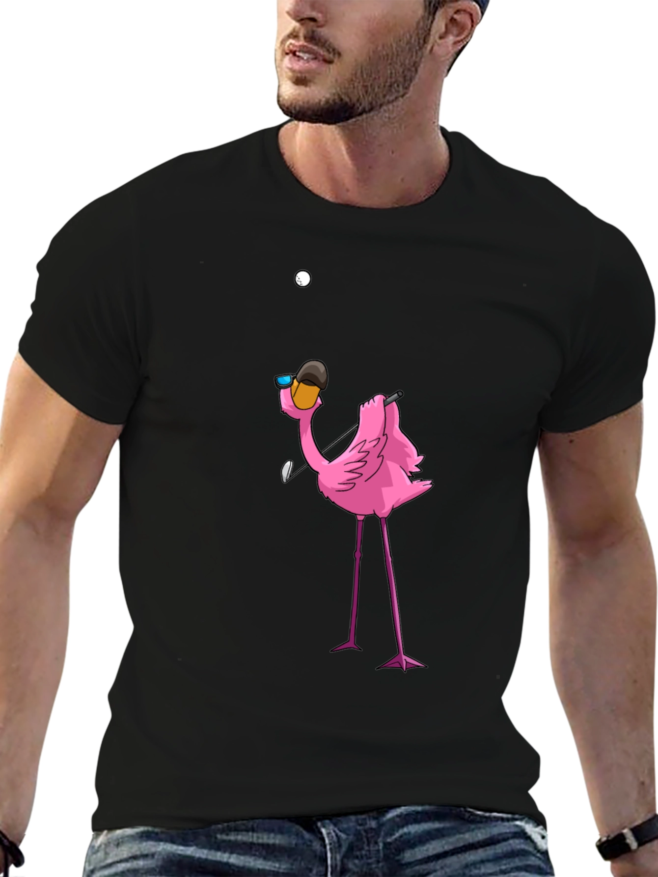 Golf Flamingo Black T-Shirt