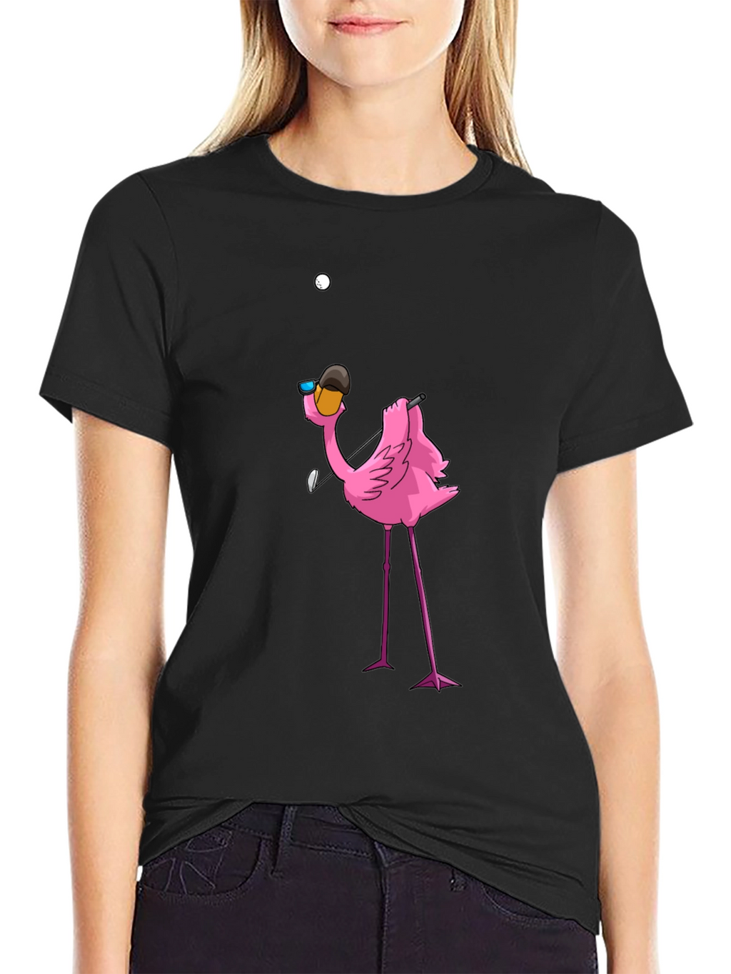 Golf Flamingo Black T-Shirt