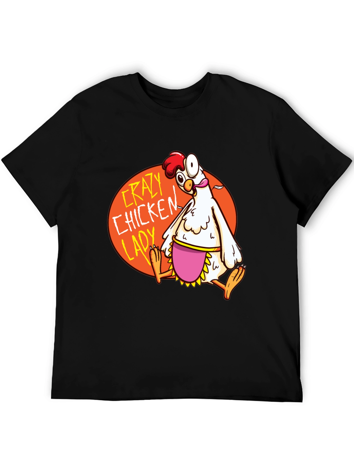 Crazy Chicken Lady Graphic T-Shirt - Black