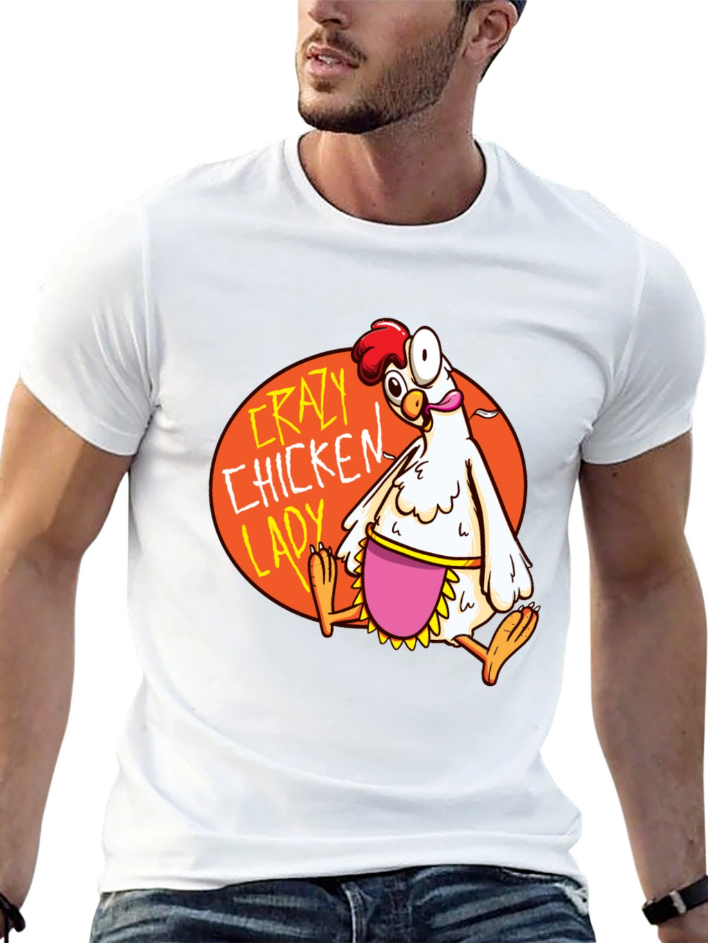 Crazy Chicken Lady Graphic T-Shirt - Black