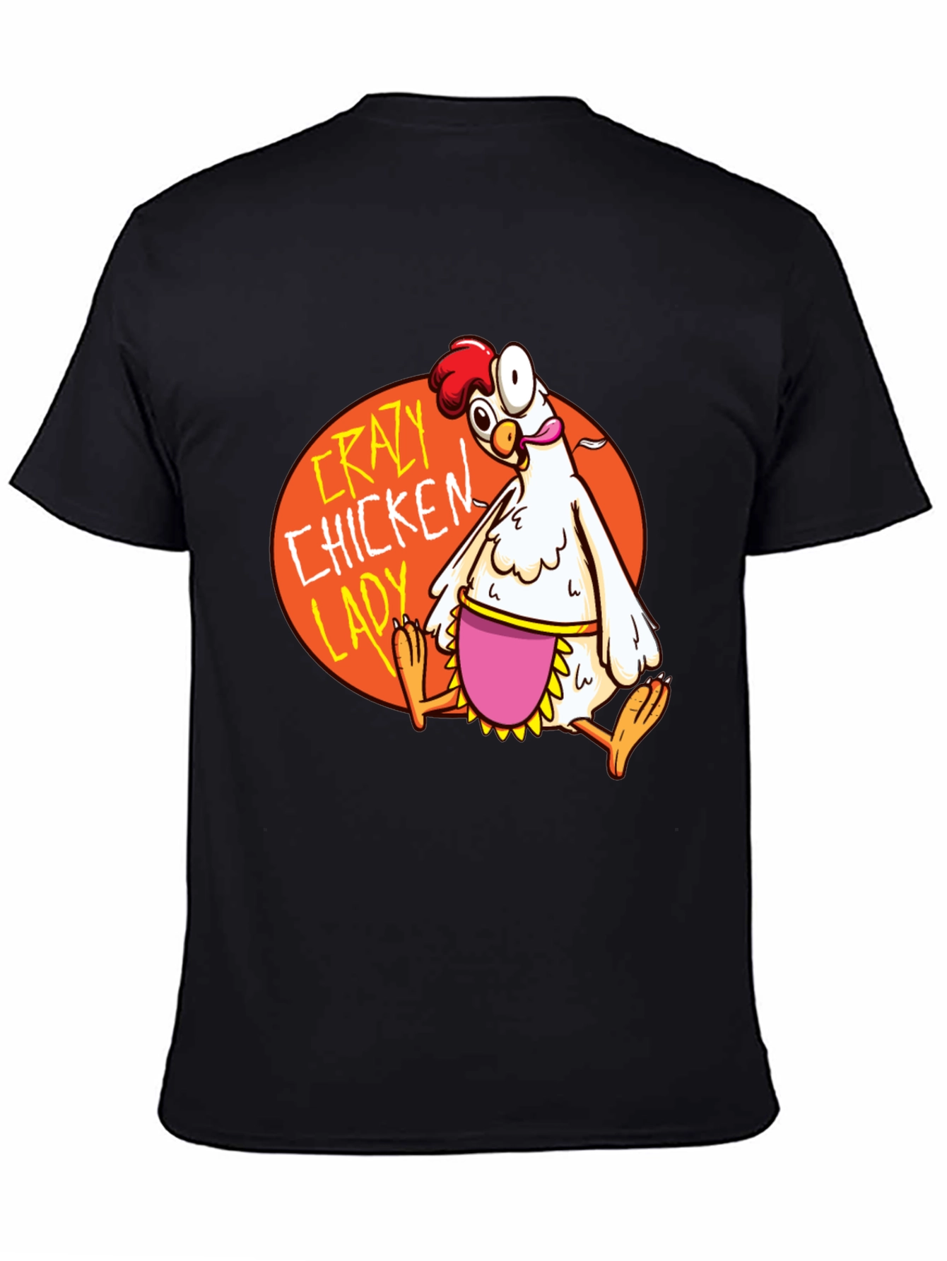 Crazy Chicken Lady Graphic T-Shirt - Black