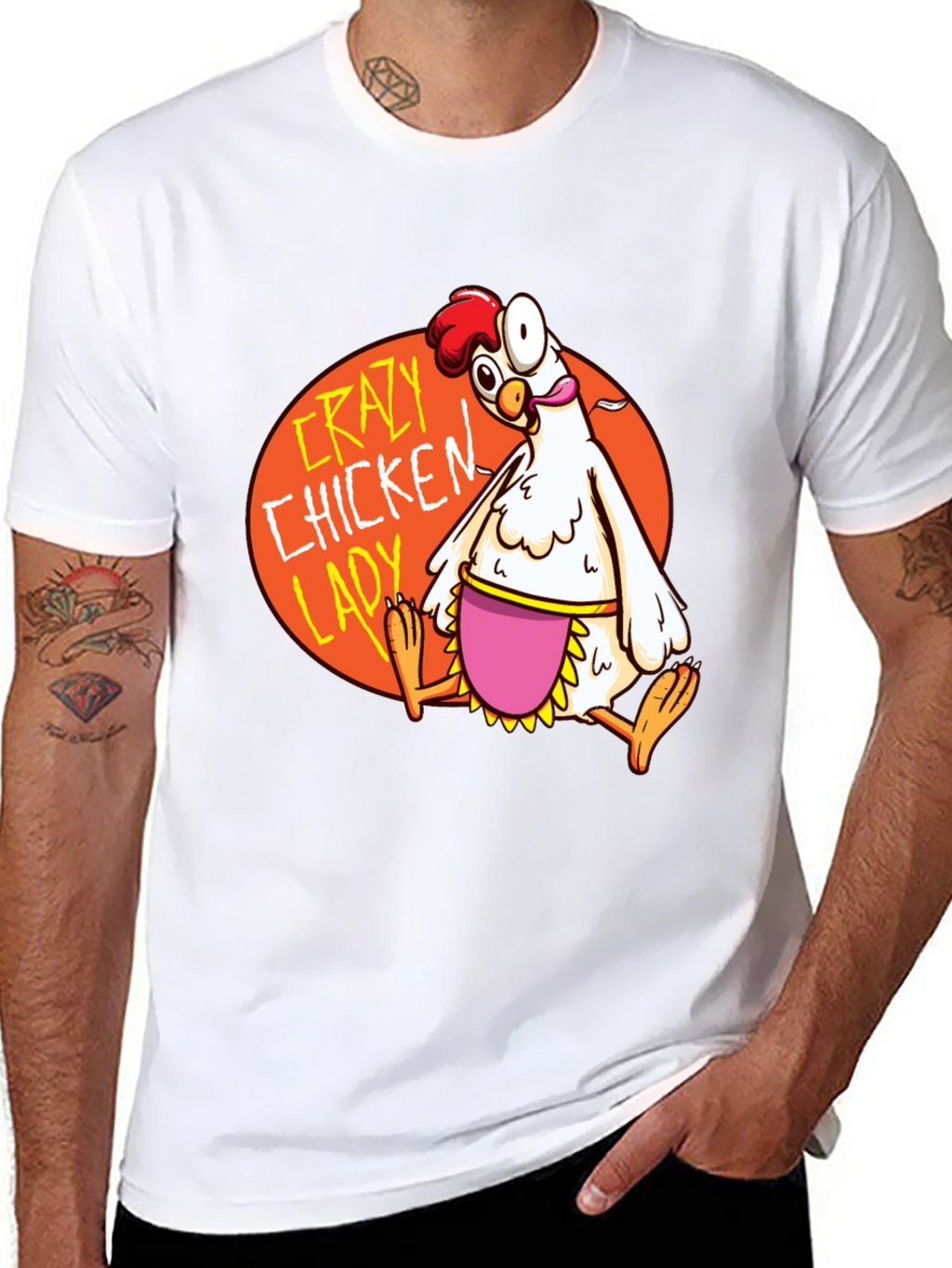 Crazy Chicken Lady Graphic T-Shirt - Black