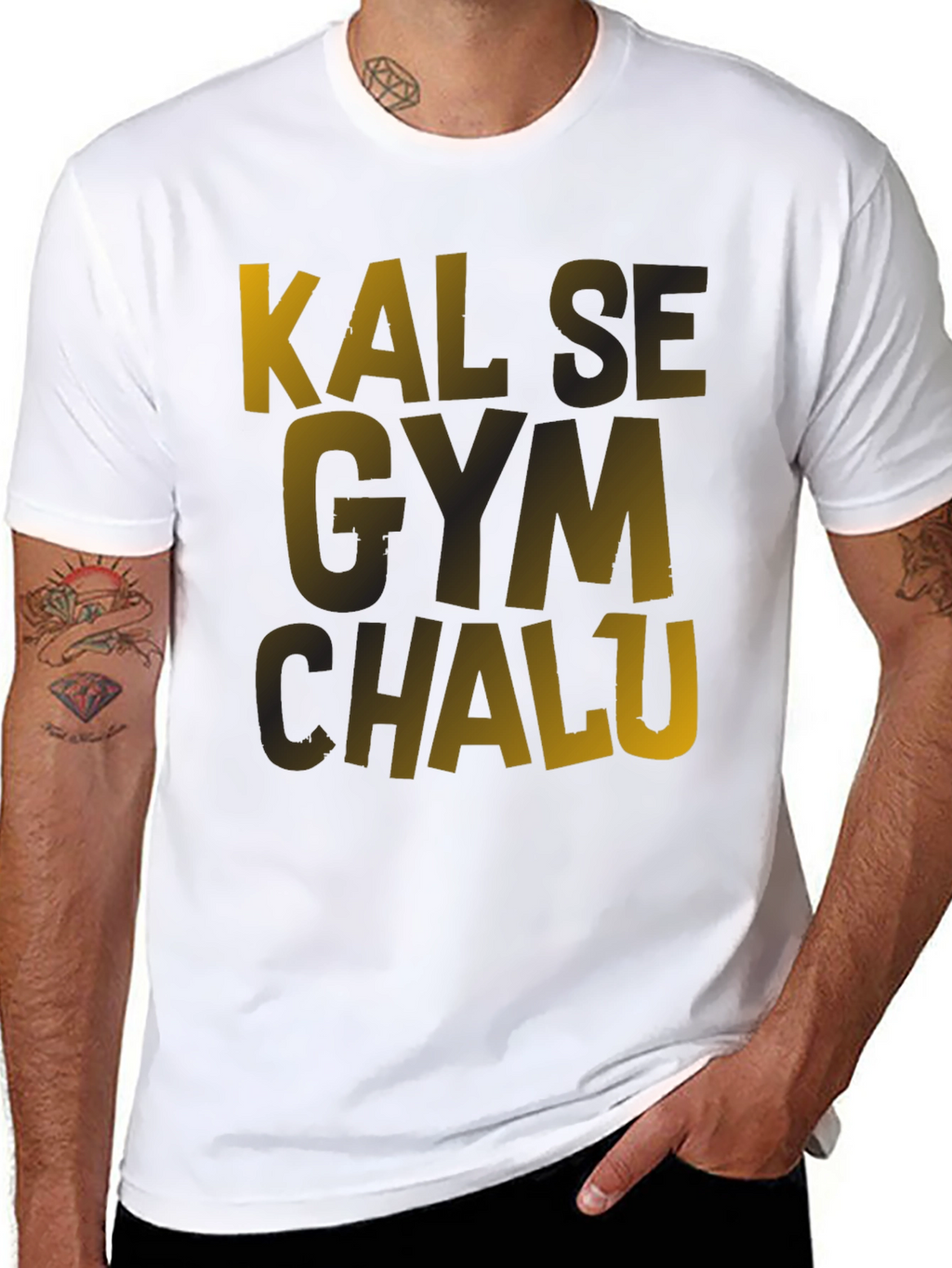Kal Se Gym Chalu Mens Black T-Shirt