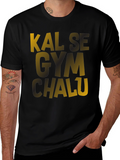 Kal Se Gym Chalu Mens Black T-Shirt