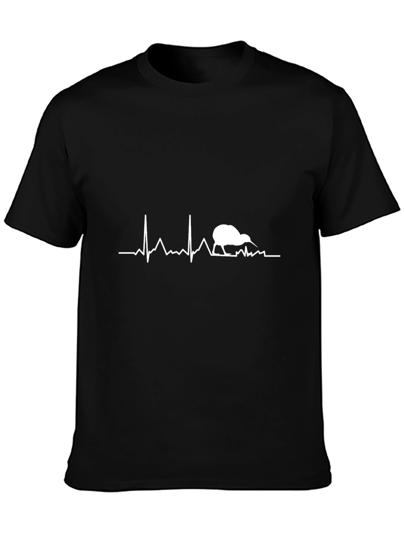 Kiwi Bird Heartbeat T-Shirt - Black