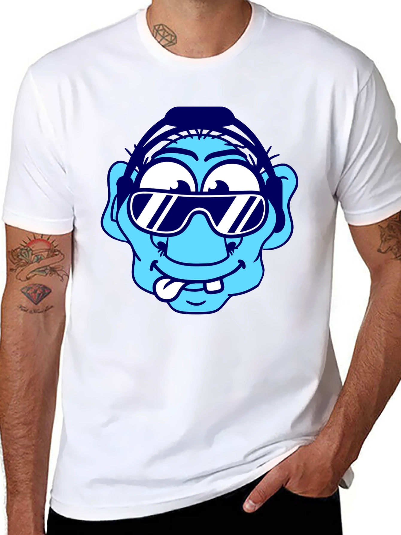 Cartoon Character Graphic Tee - Black
