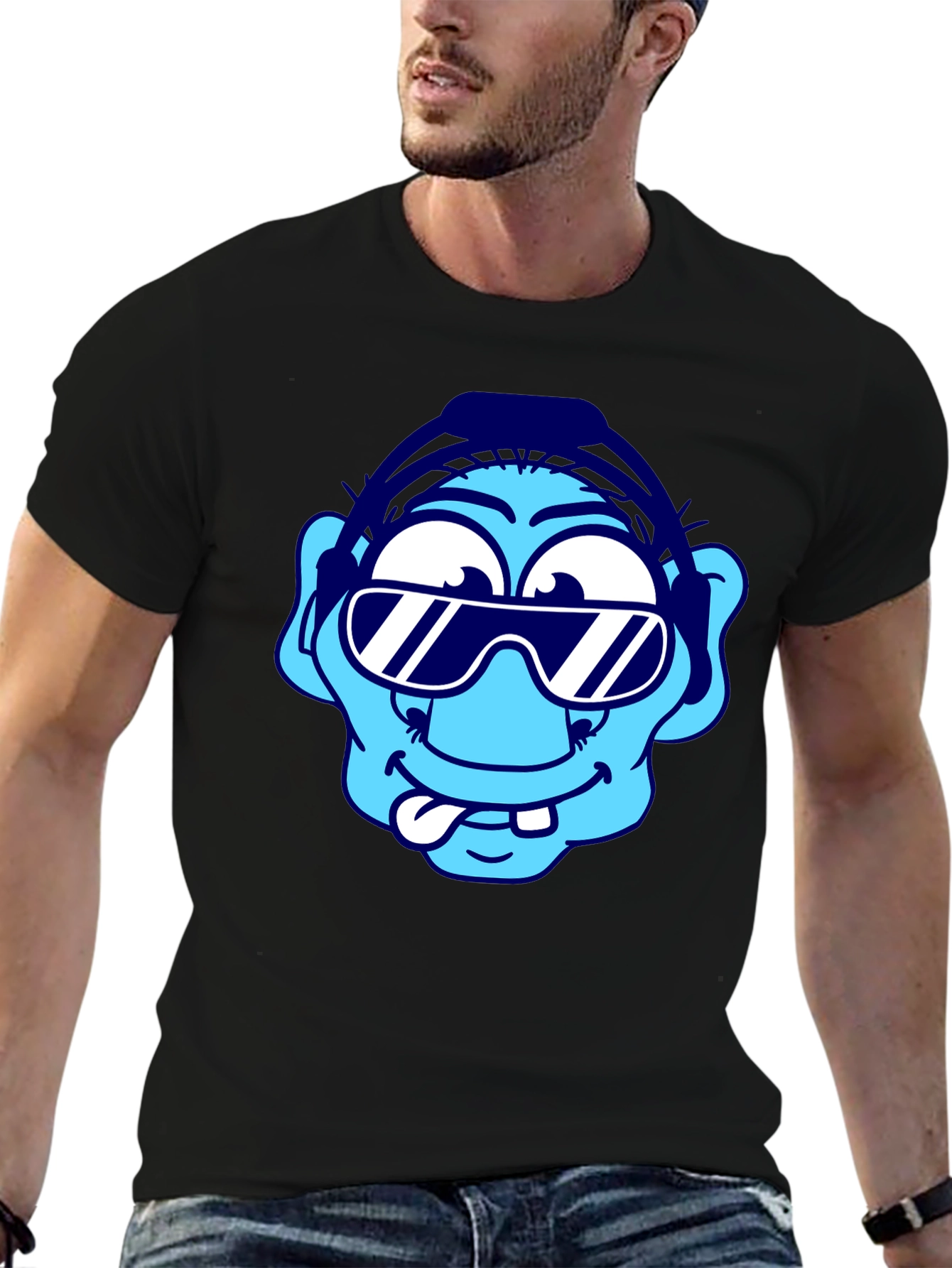 Cartoon Character Graphic Tee - Black