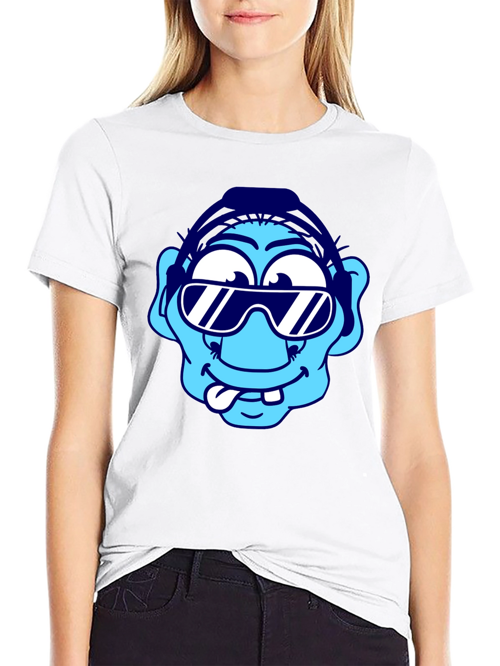Cartoon Character Graphic Tee - Black