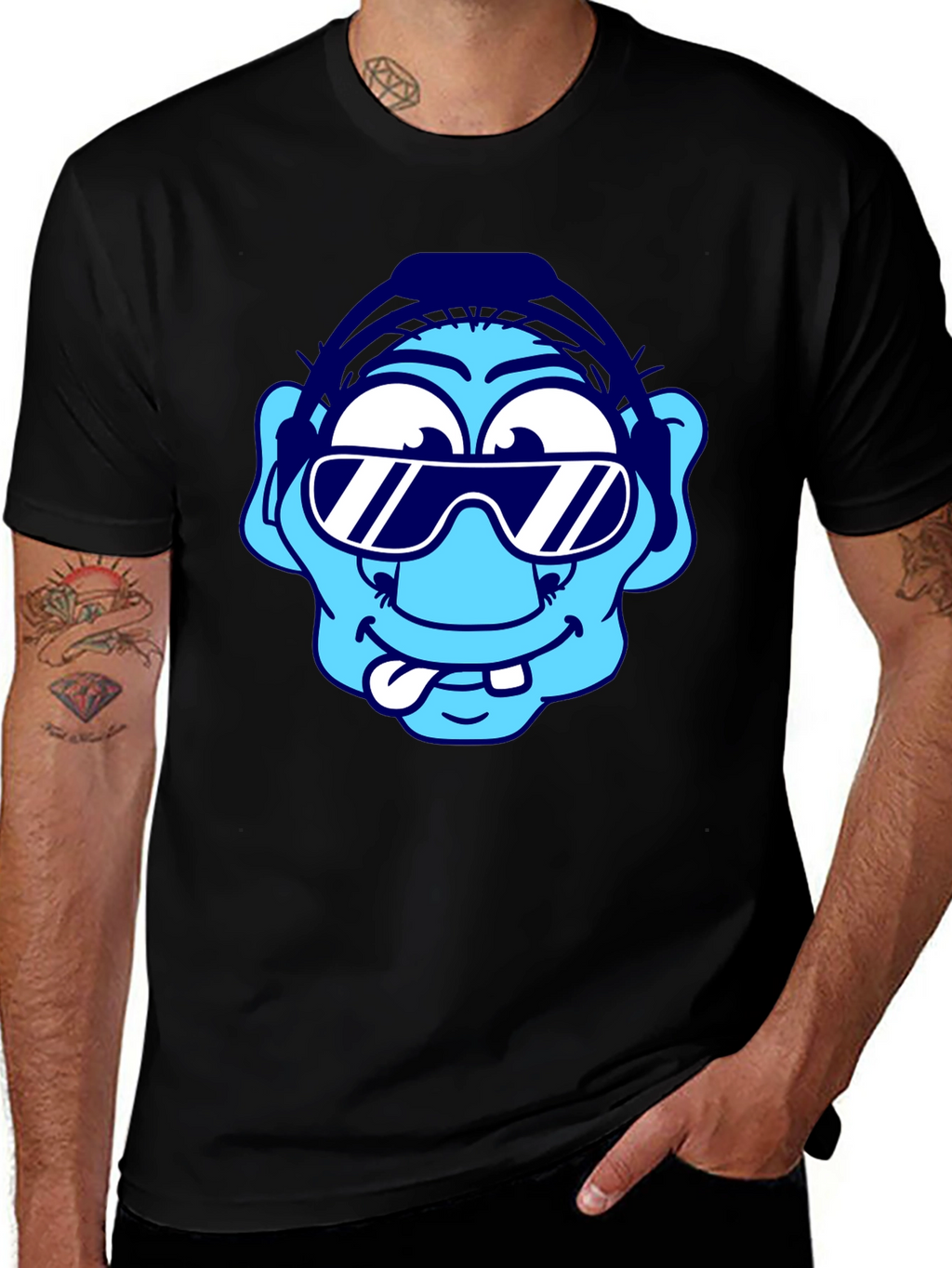 Cartoon Character Graphic Tee - Black