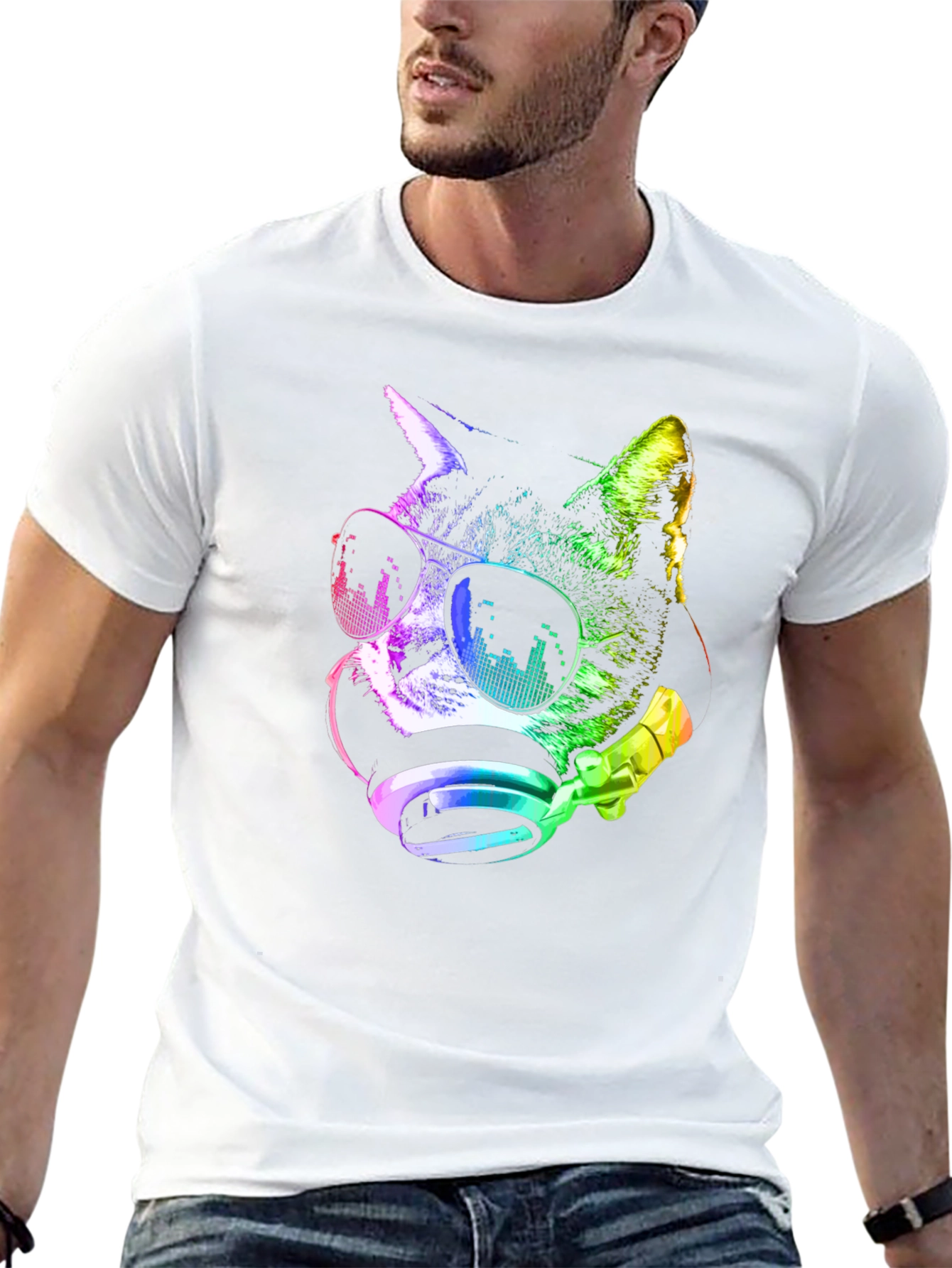 Cool Cat DJ Rainbow T-Shirt