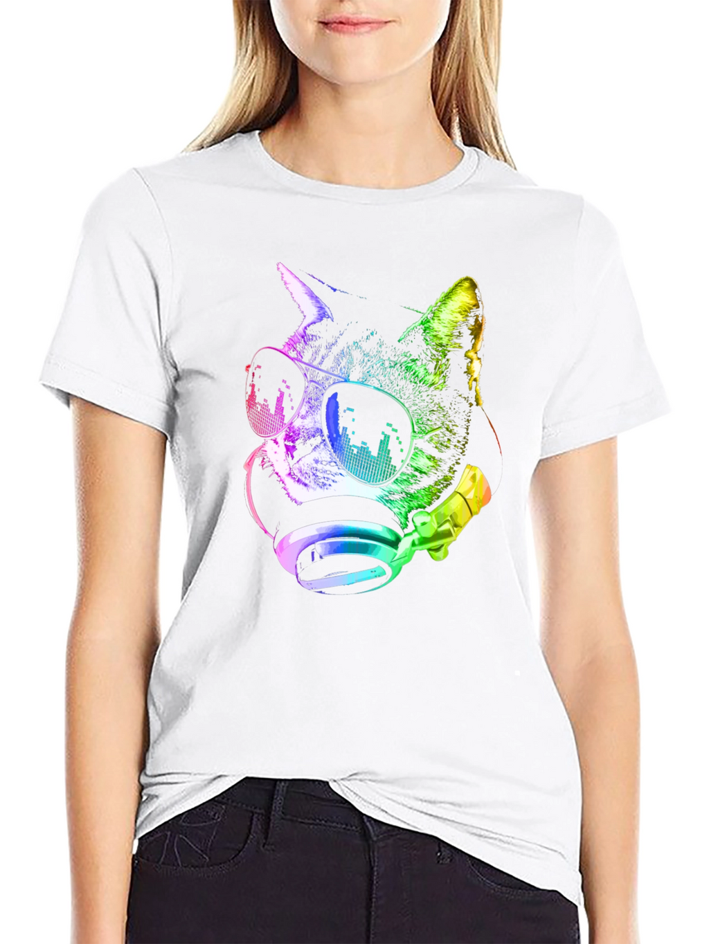 Cool Cat DJ Rainbow T-Shirt