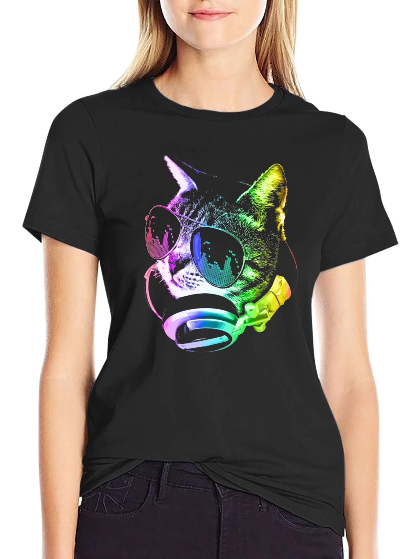 Cool Cat DJ Rainbow T-Shirt