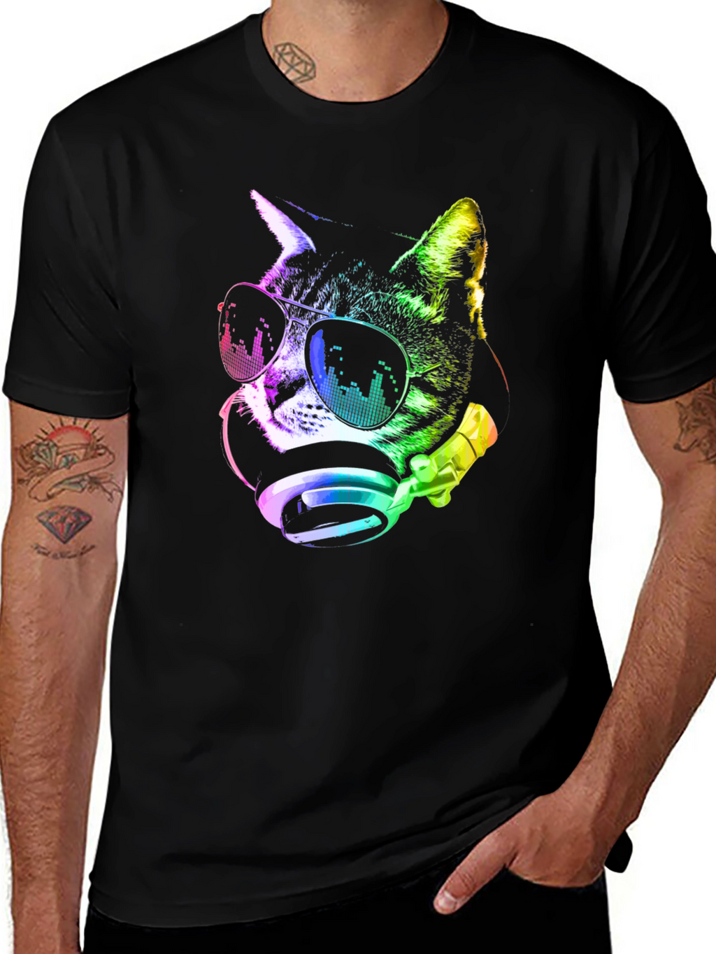 Cool Cat DJ Rainbow T-Shirt