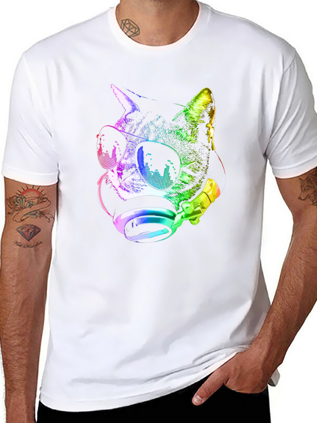 Cool Cat DJ Rainbow T-Shirt