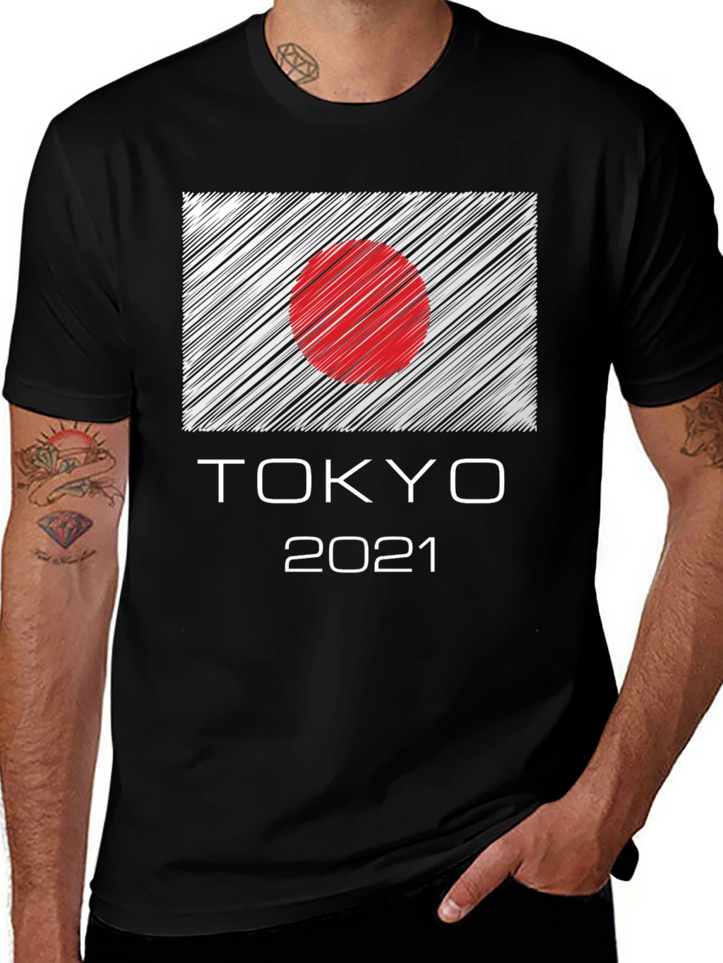 Tokyo 2021 Graphic Tee - Japan Flag Design