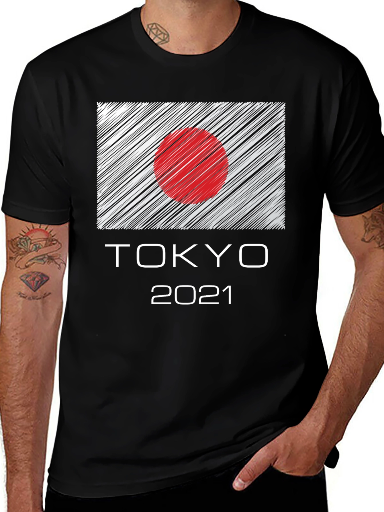 Tokyo 2021 Graphic Tee - Japan Flag Design