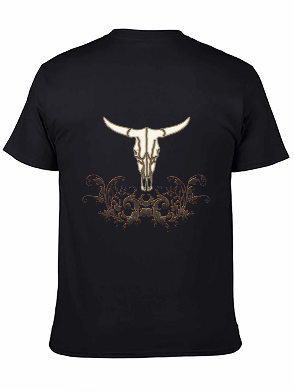 Western Bull Skull Graphic Tee - Black